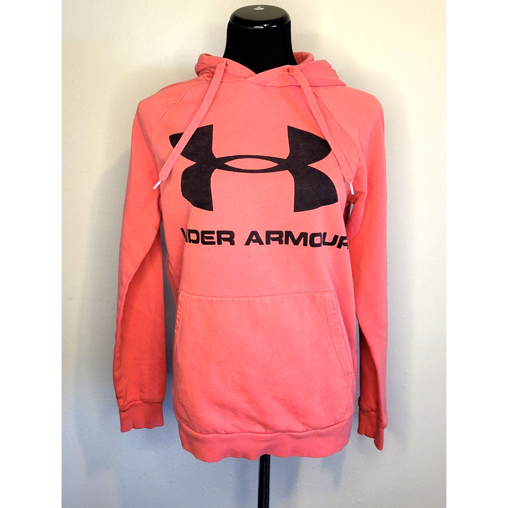 Under Armour Women’s Hoodie Small Coral Pullover Sweatshirt Kangaroo Pocket